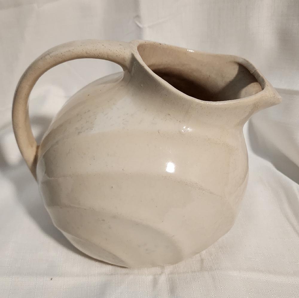 Decorative Midcentury Ball Tilt Pitcher Vase With Swirl Design